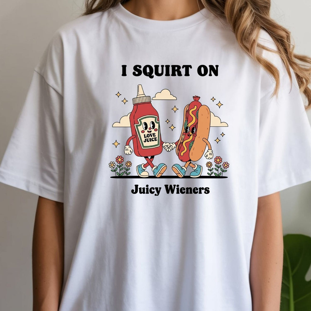 Retro Funny I Squirt On Juicy Wieners Hot Dog Tee - Raunchy product image 3