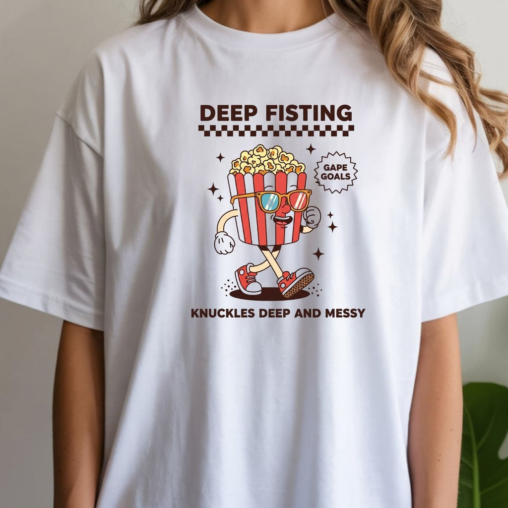 Funny Deep Fisting Popcorn T-Shirt - Retro Humor Tee product image 2