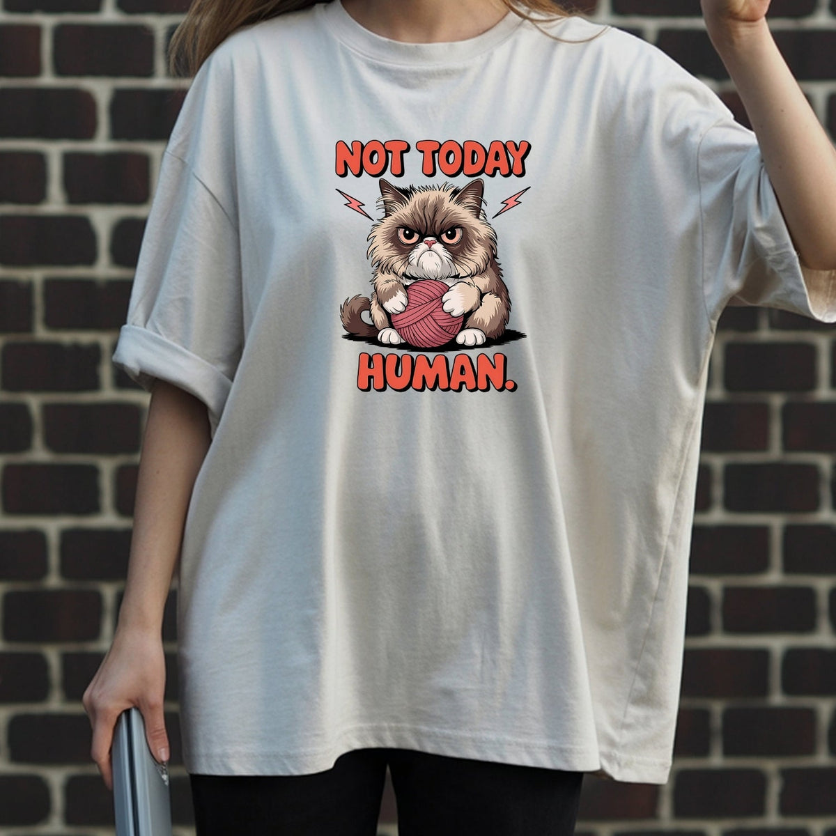 Not Today Human T-Shirt - Funny Cat Sarcastic Graphic Tee product image 8