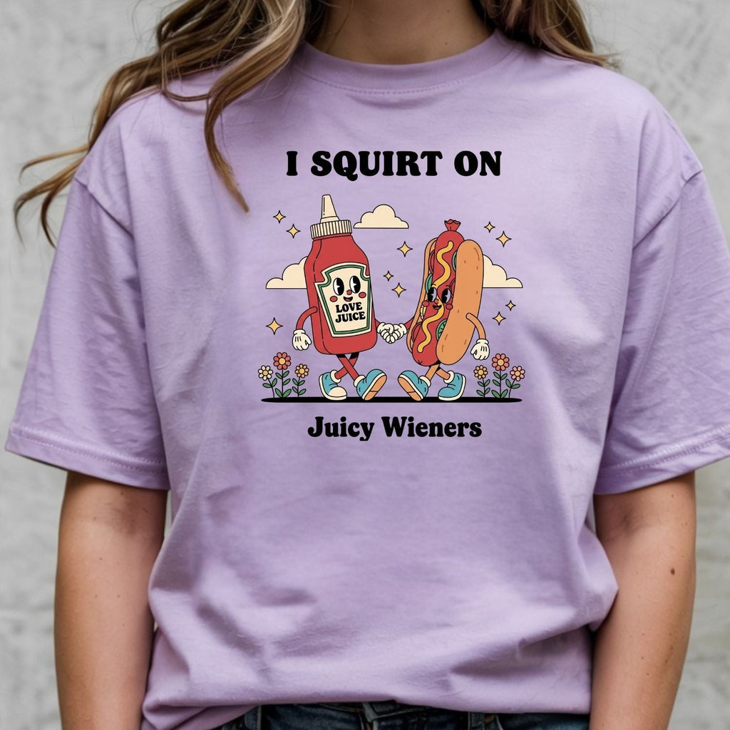 Retro Funny I Squirt On Juicy Wieners Hot Dog Tee - Raunchy product image 4
