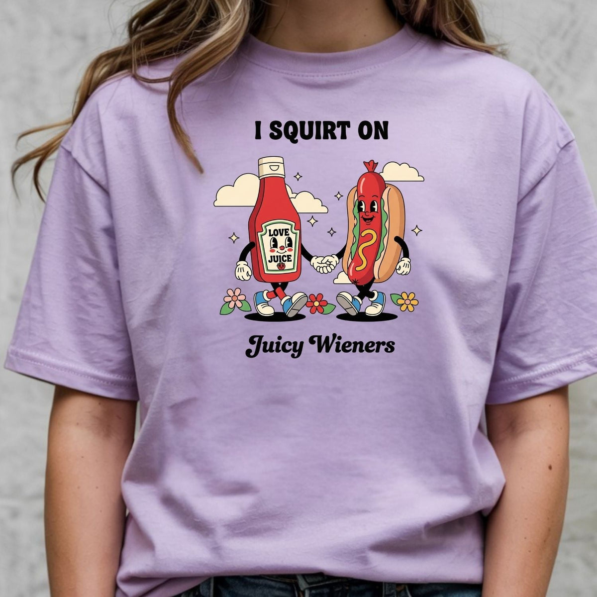 Funny I Squirt On Juicy Wieners Graphic Tee - Hot Dog Meme product image 4