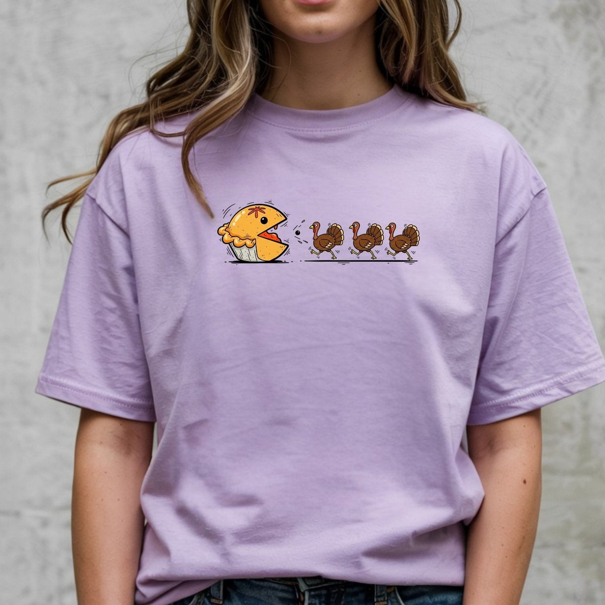 Funny Thanksgiving Shirt – Retro Pumpkin Pie Chasing Turkey product image 11