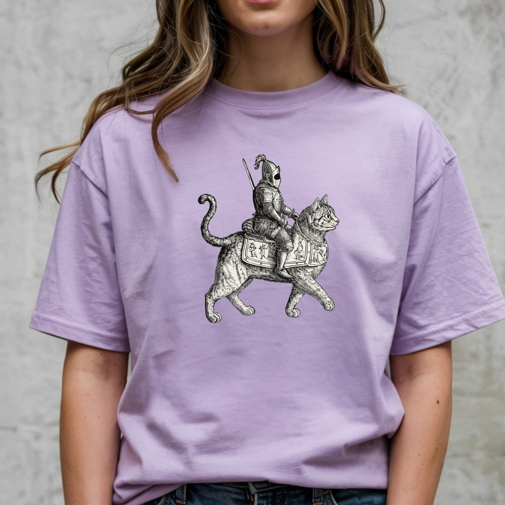 Retro Cat Knight Graphic T-Shirt – Vintage Medieval Tattoo product image 15