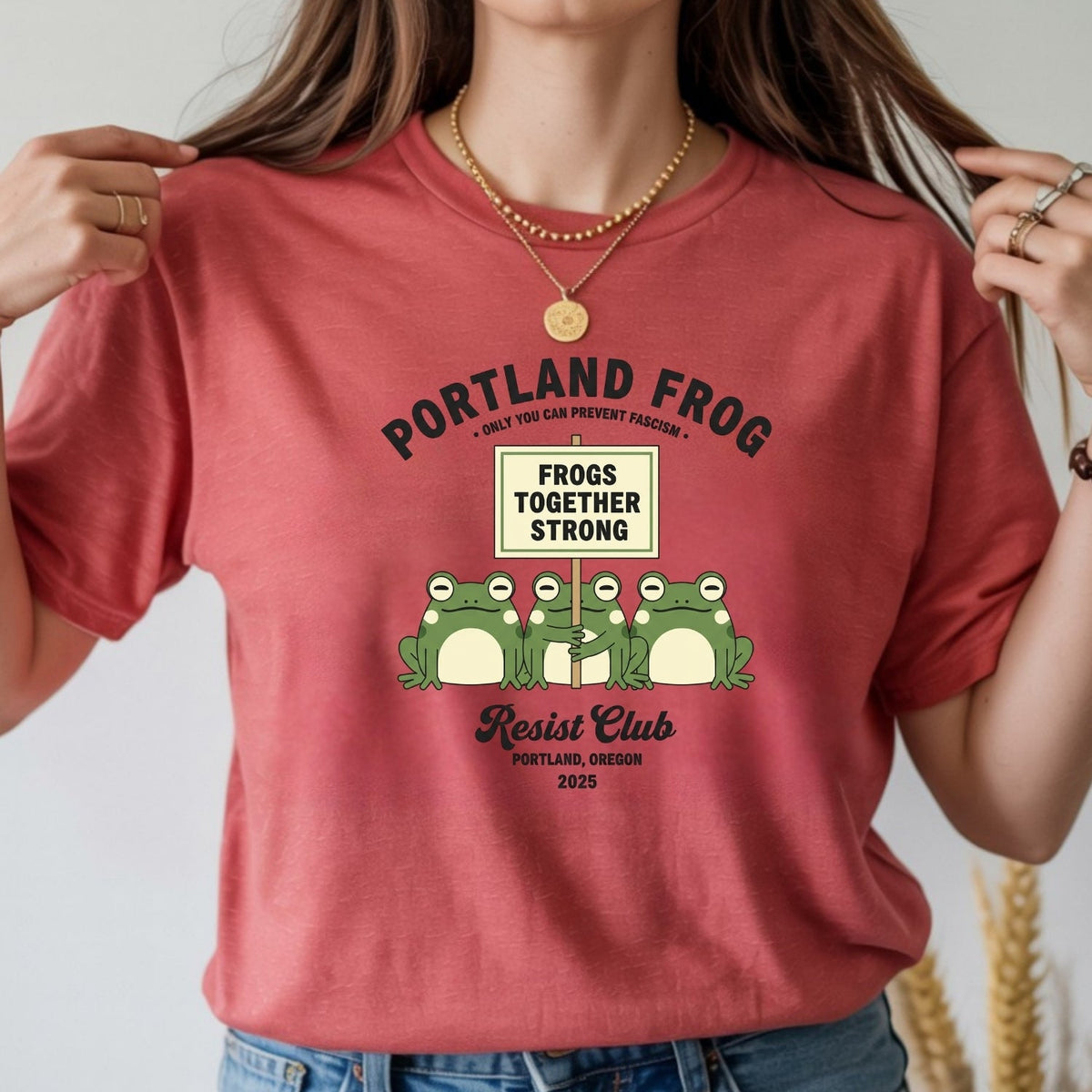 Funny Portland Frog Strong Together Tee – Rebellious Meme product image 5