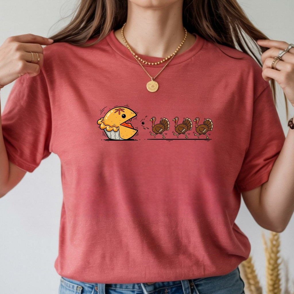 Funny Thanksgiving Shirt – Retro Pumpkin Pie Chasing Turkey product image 12