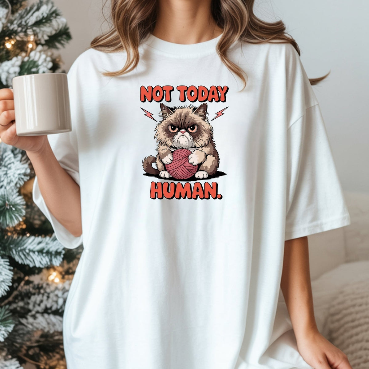 Not Today Human T-Shirt - Funny Cat Sarcastic Graphic Tee product image 10