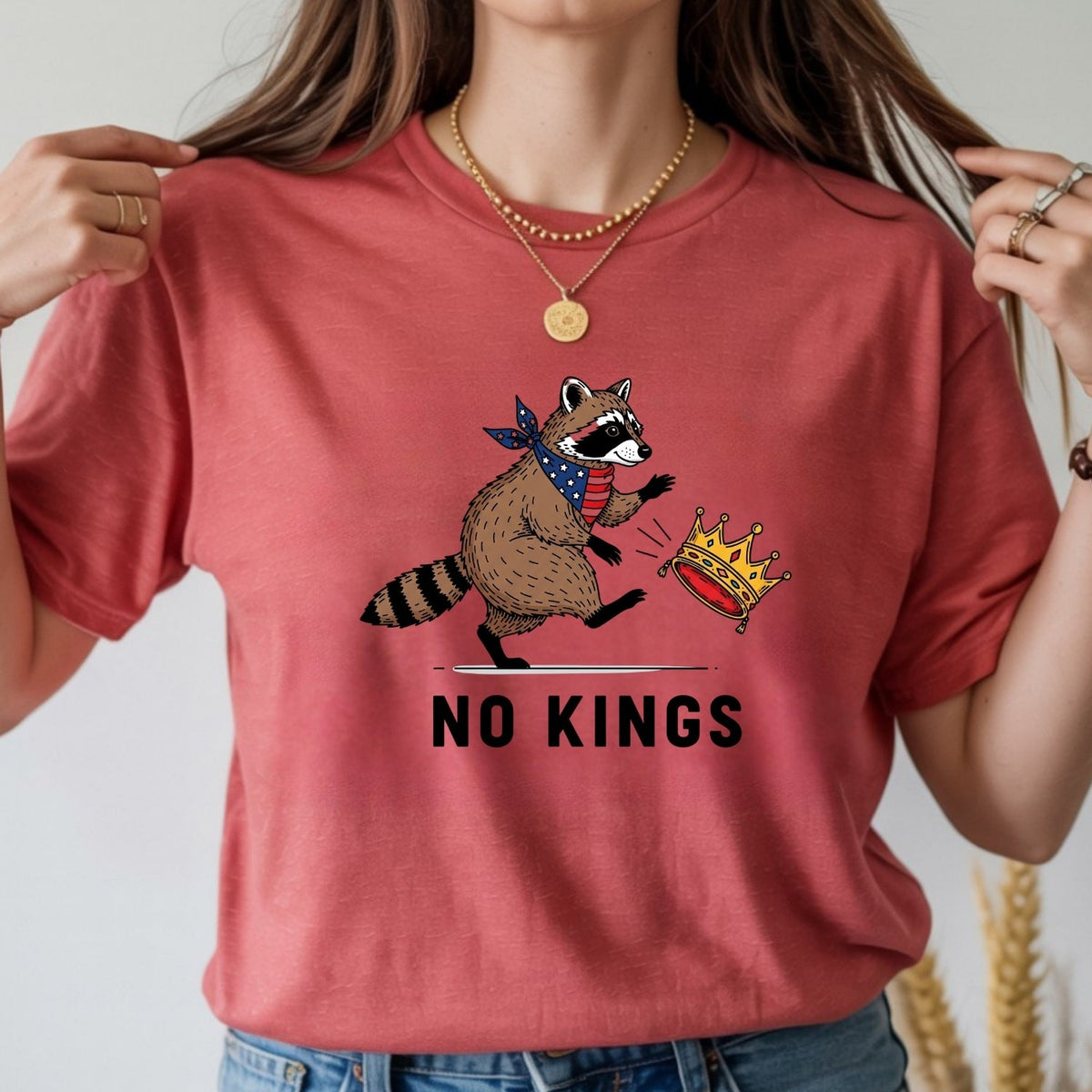 No Kings Raccoon Graphic T-Shirt - Freedom and Independence product image 4