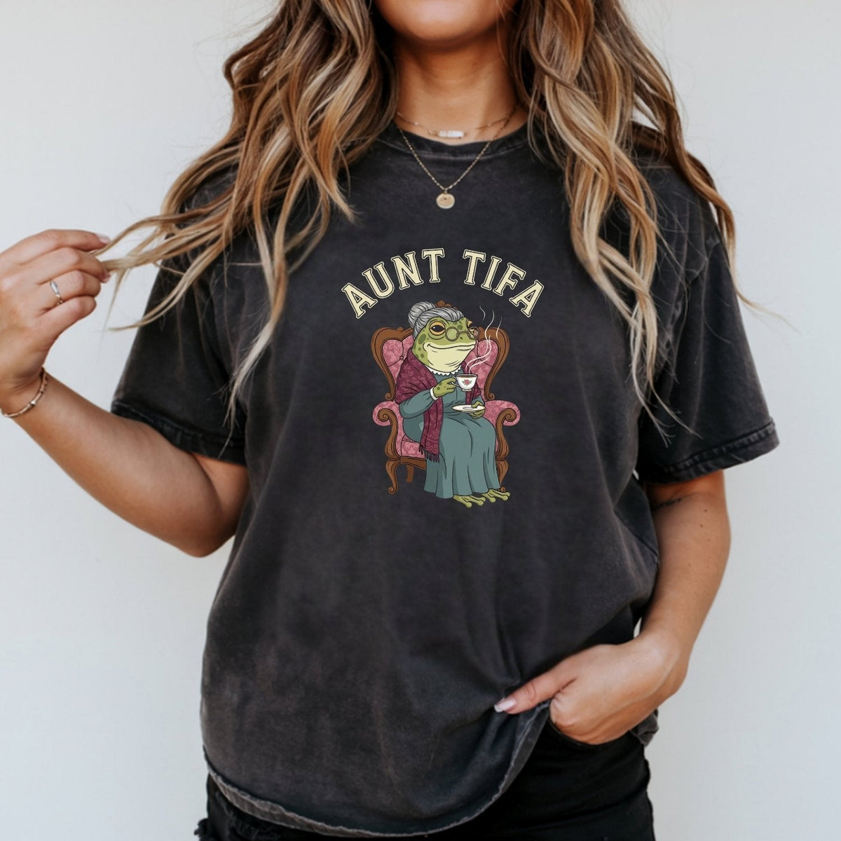 Funny Aunt Tifa T-Shirt – Frog Meme Humor Graphic Tee product image 10
