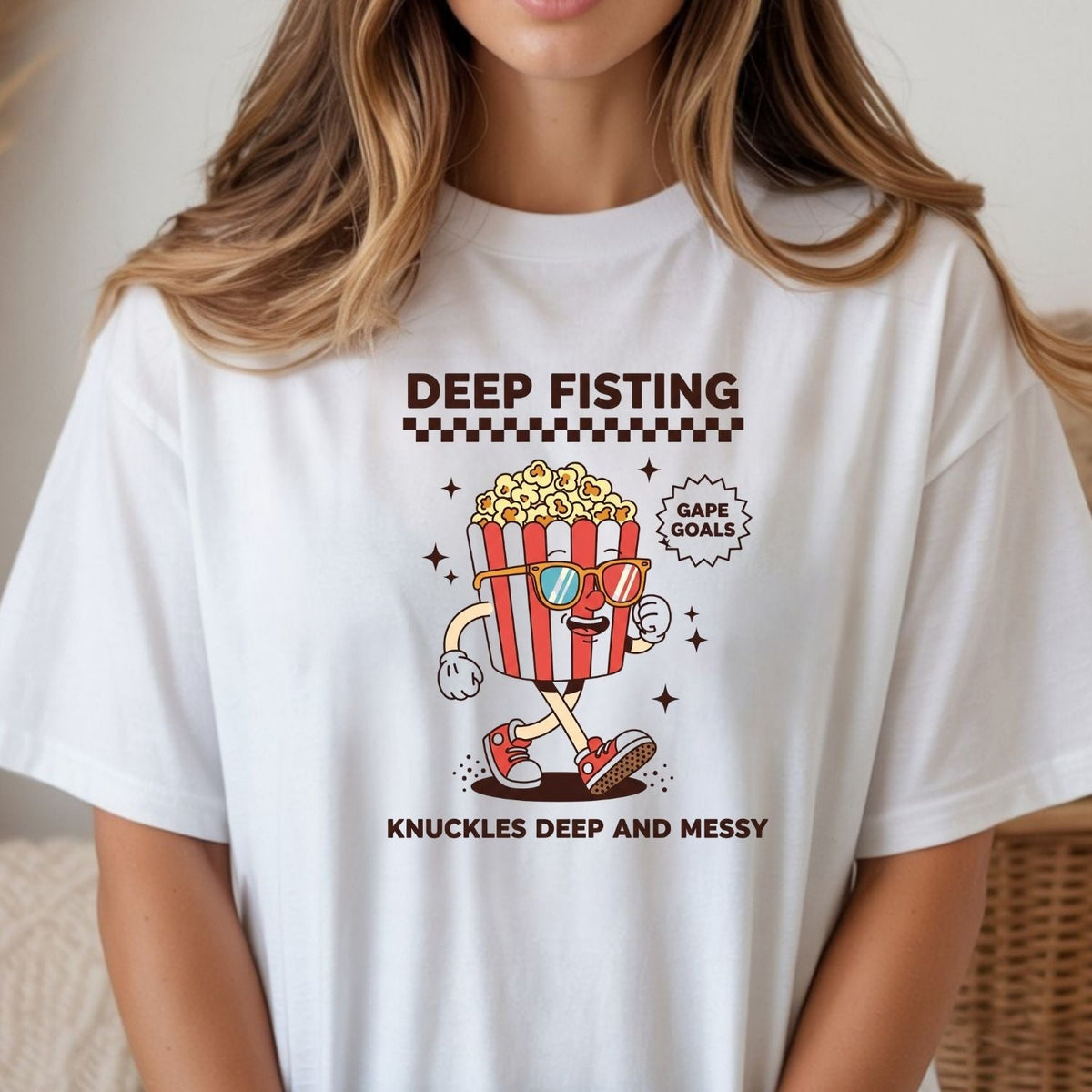 Funny Deep Fisting Popcorn T-Shirt - Retro Humor Tee product image 4