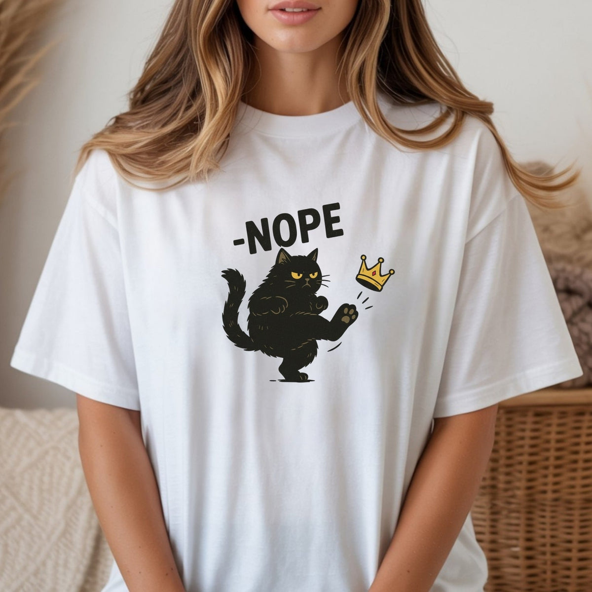 No Kings in America Black Cat Shirt – Funny Political Meme product image 6