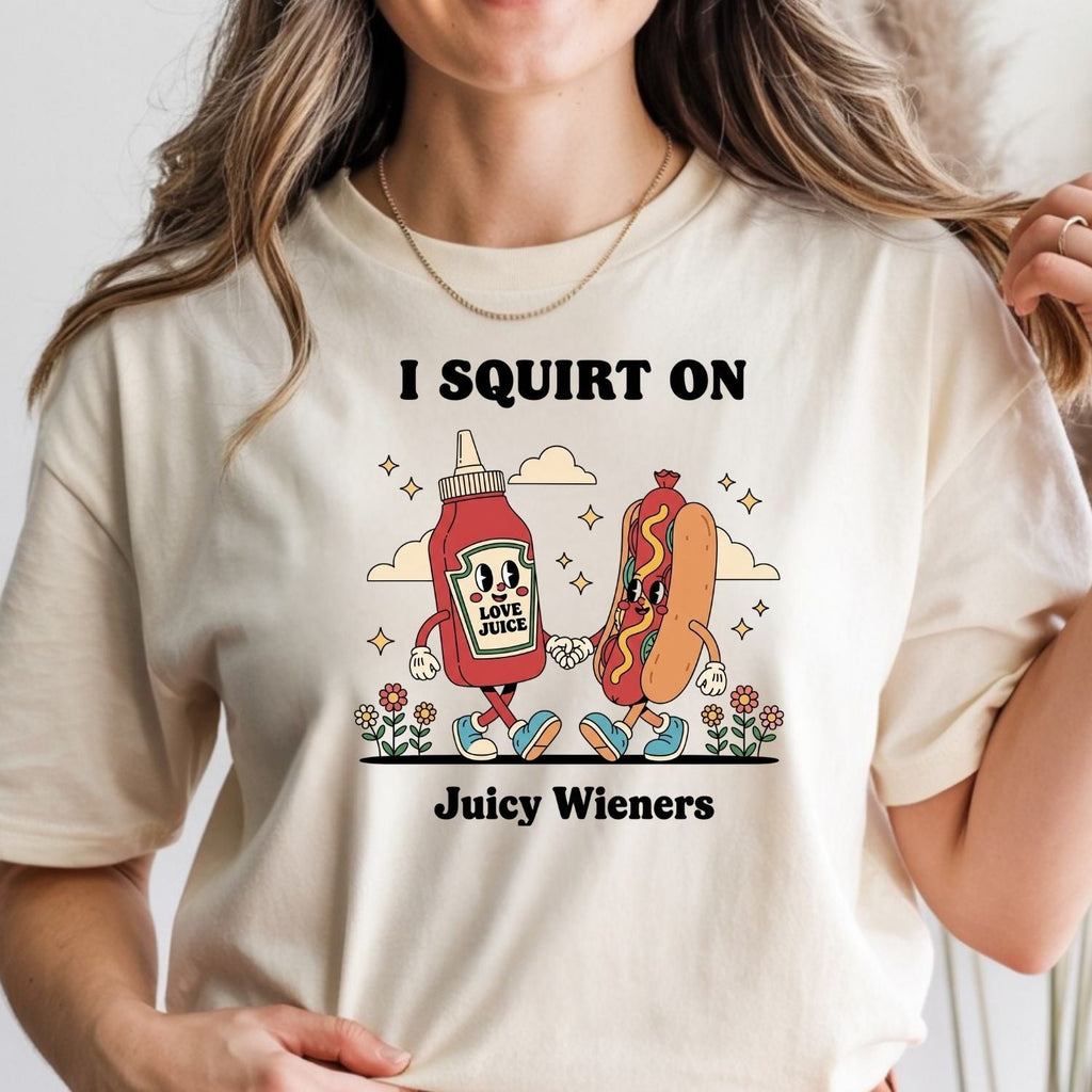 Retro Funny I Squirt On Juicy Wieners Hot Dog Tee - Raunchy product image 6