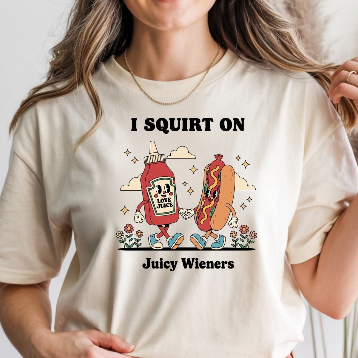 Retro Funny I Squirt On Juicy Wieners Hot Dog Tee - Raunchy product image 6