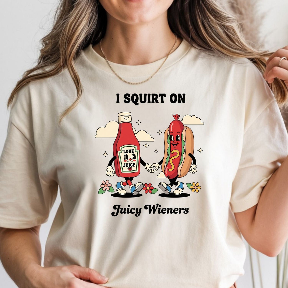 Funny I Squirt On Juicy Wieners Graphic Tee - Hot Dog Meme product image 6