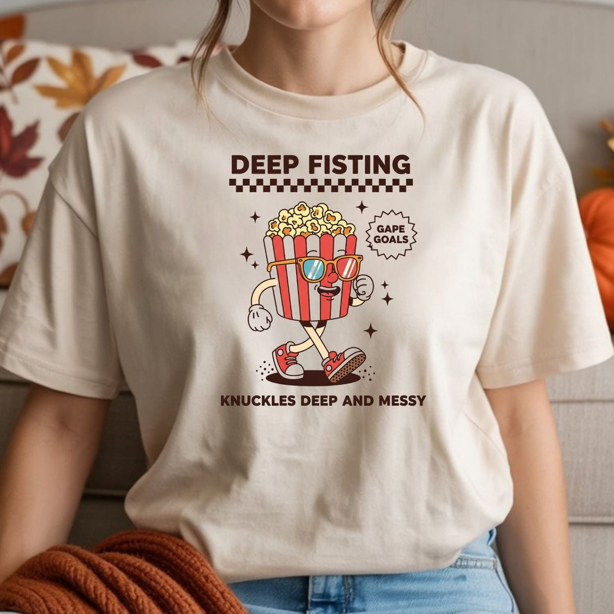 Funny Deep Fisting Popcorn T-Shirt - Retro Humor Tee product image 6