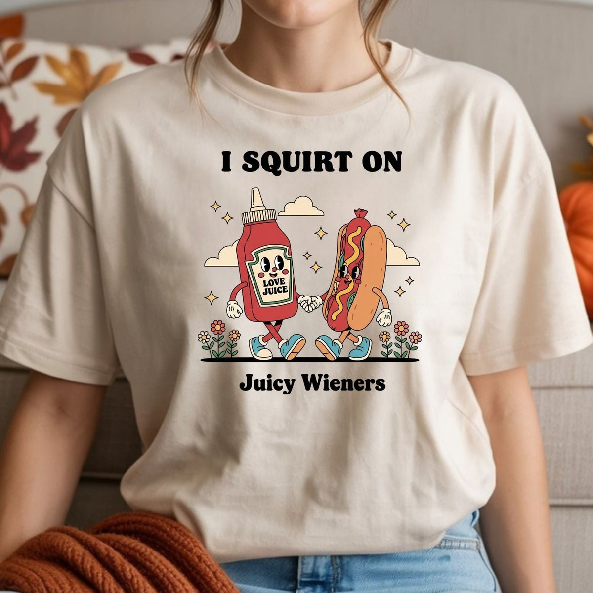 Retro Funny I Squirt On Juicy Wieners Hot Dog Tee - Raunchy product image 7