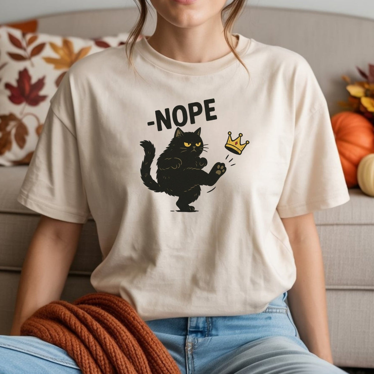 No Kings in America Black Cat Shirt – Funny Political Meme product image 8