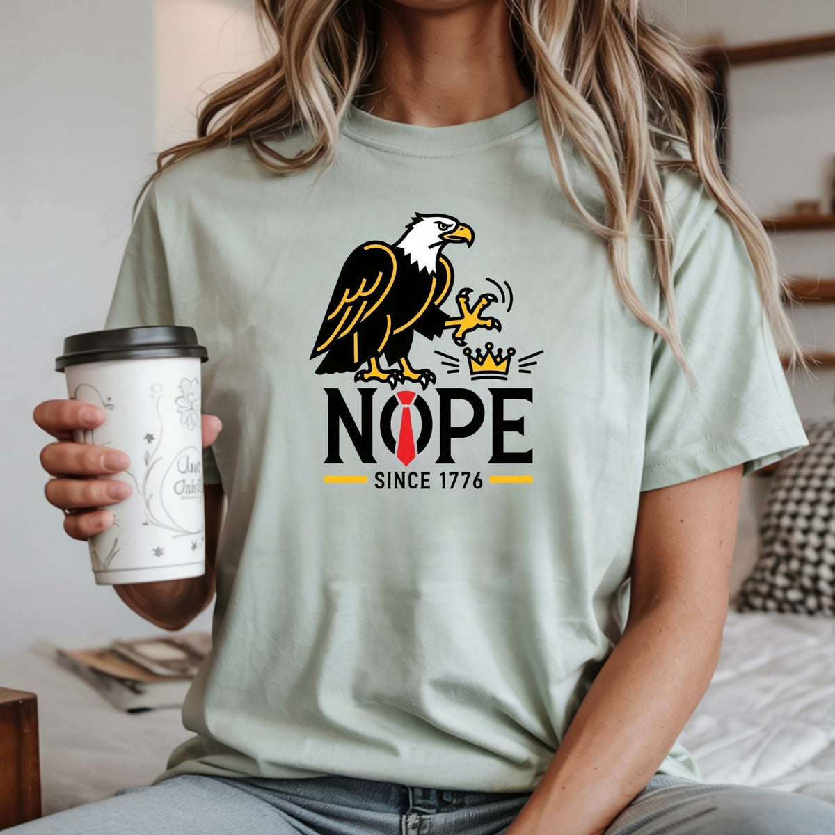 No Kings in America Shirt – Bald Eagle Graphic Tee – Funny product image 8