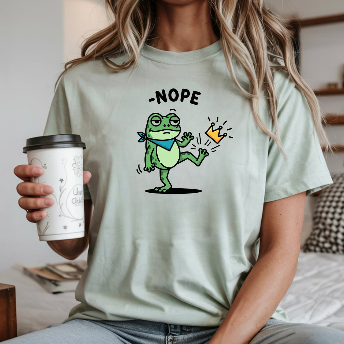 No King Sarcastic Frog Graphic Tee – Nope Crown Kick Unisex product image 11
