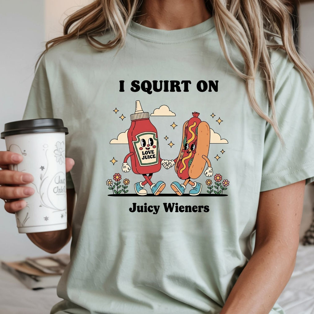 Retro Funny I Squirt On Juicy Wieners Hot Dog Tee - Raunchy product image 9