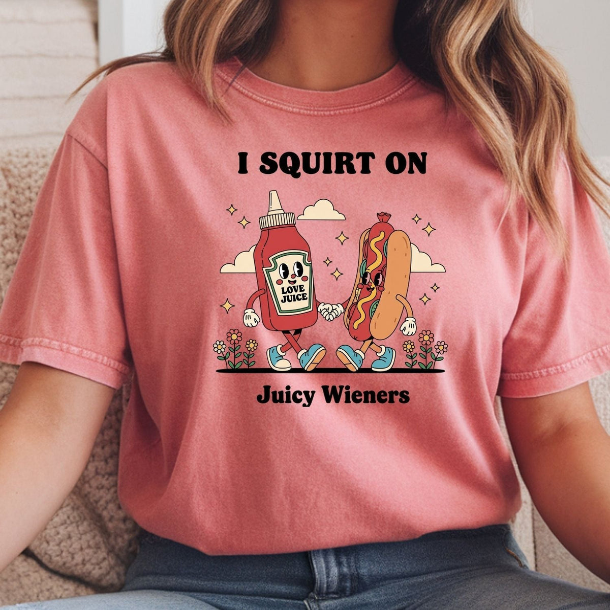 Retro Funny I Squirt On Juicy Wieners Hot Dog Tee - Raunchy product image 10