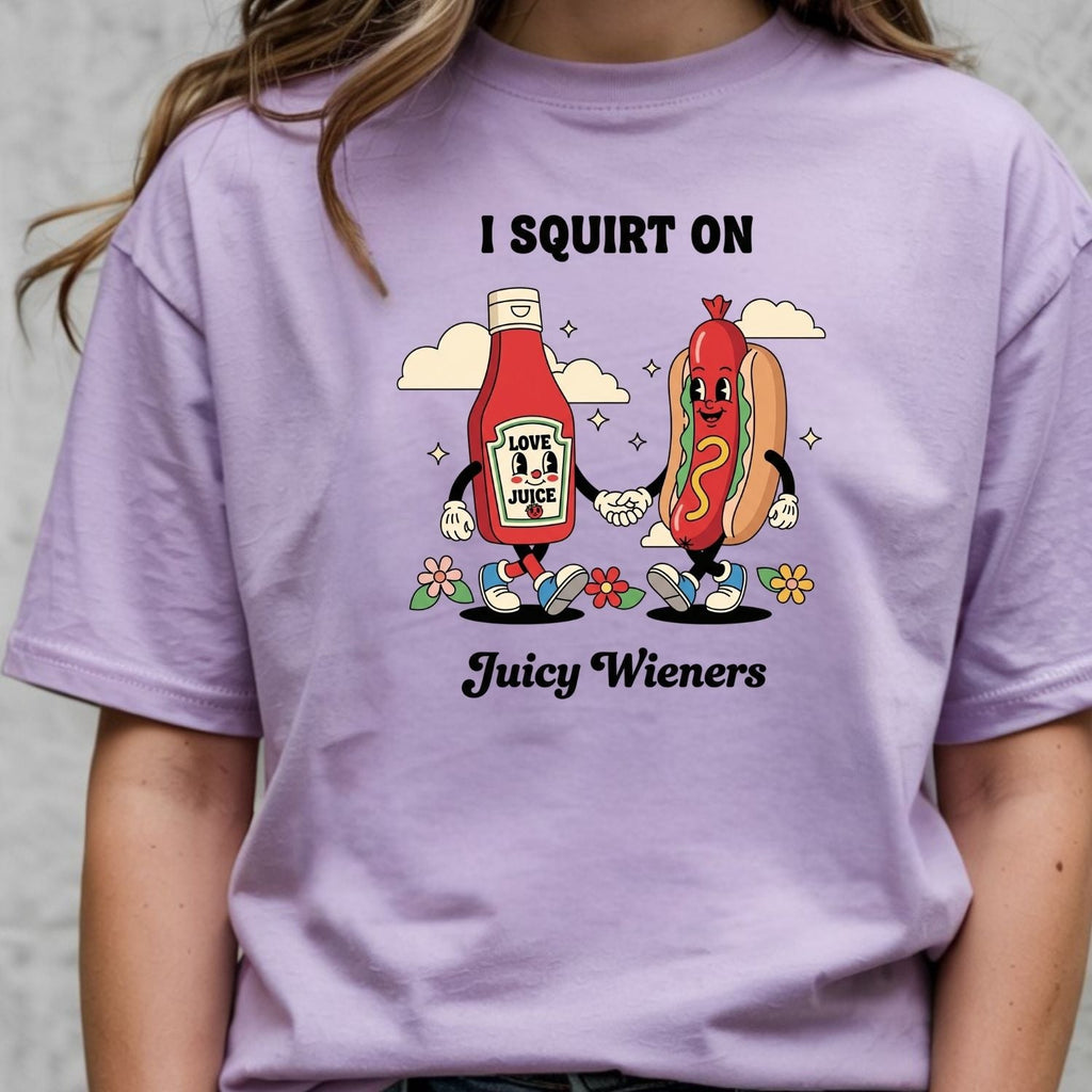 Funny I Squirt On Juicy Wieners Graphic Tee - Hot Dog Meme product image 10