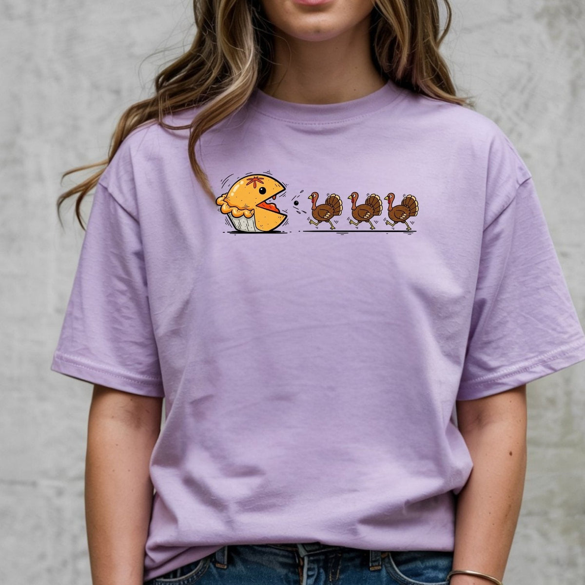 Funny Thanksgiving Shirt – Retro Pumpkin Pie Chasing Turkey product image 19