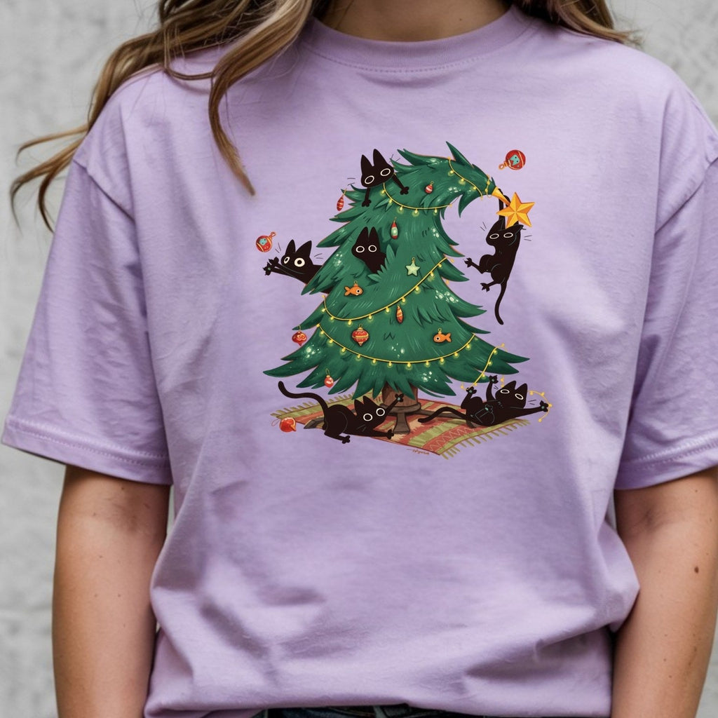 Christmas Tree and Cat Shirt – Cute Lover Holiday Graphic product image 2