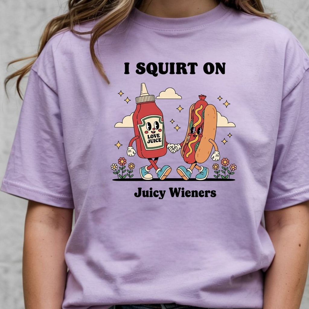 Retro Funny I Squirt On Juicy Wieners Hot Dog Tee - Raunchy product image 11