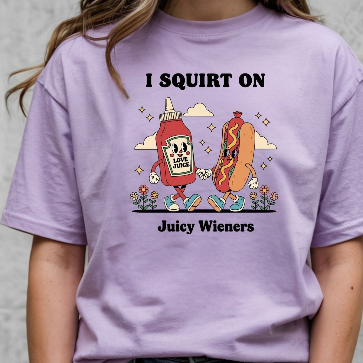 Retro Funny I Squirt On Juicy Wieners Hot Dog Tee - Raunchy product image 11