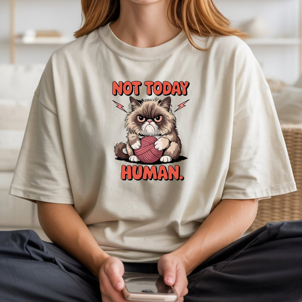 Not Today Human T-Shirt - Funny Cat Sarcastic Graphic Tee product image 12