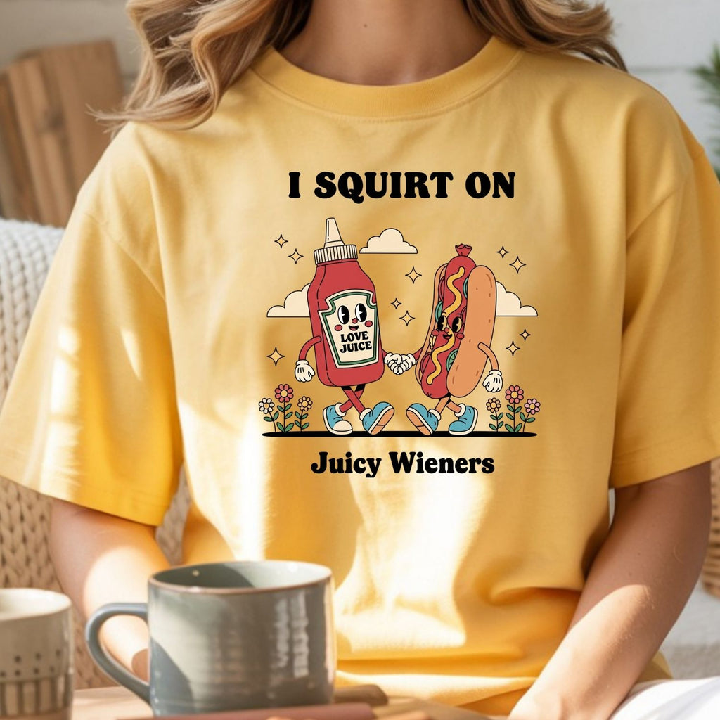 Retro Funny I Squirt On Juicy Wieners Hot Dog Tee - Raunchy product image 12