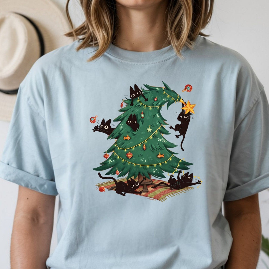 Christmas Tree and Cat Shirt – Cute Lover Holiday Graphic product image 4