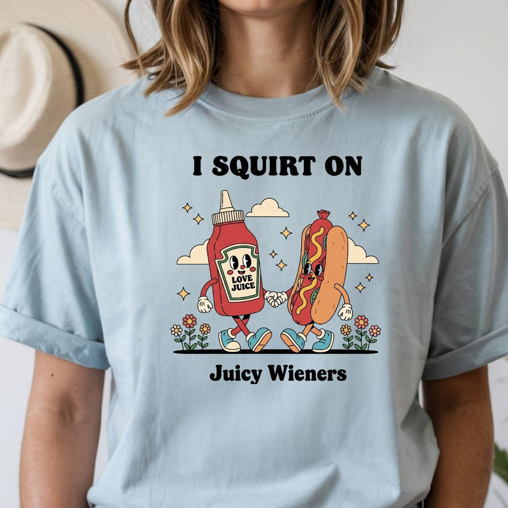 Retro Funny I Squirt On Juicy Wieners Hot Dog Tee - Raunchy product image 13