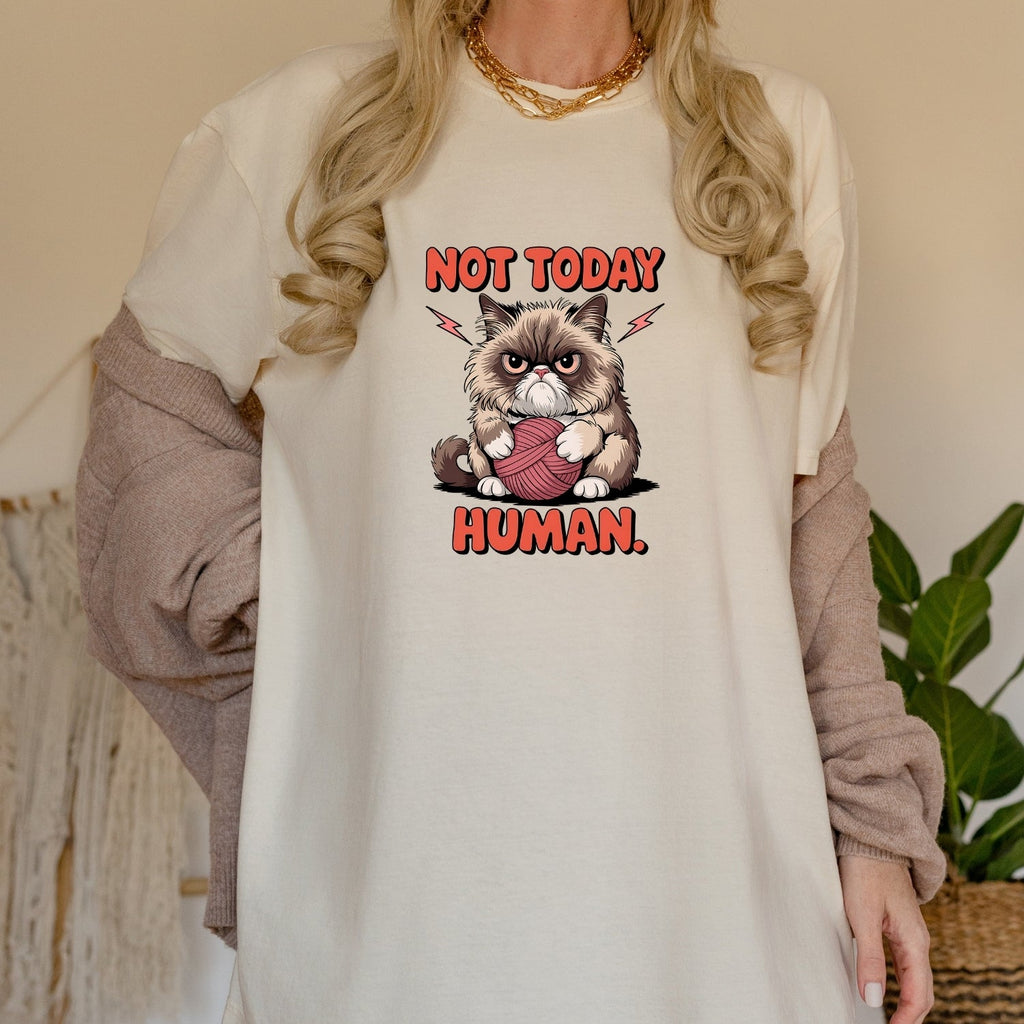 Not Today Human T-Shirt - Funny Cat Sarcastic Graphic Tee product image 13