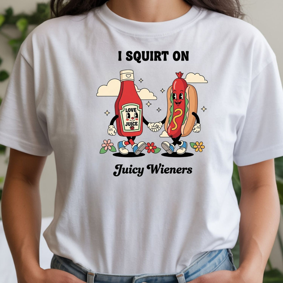 Funny I Squirt On Juicy Wieners Graphic Tee - Hot Dog Meme product image 13