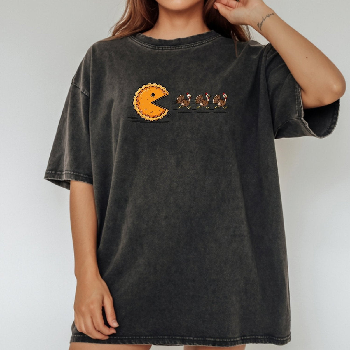 Retro Turkey Chase Shirt – Funny Thanksgiving Pumpkin Pie product image 18