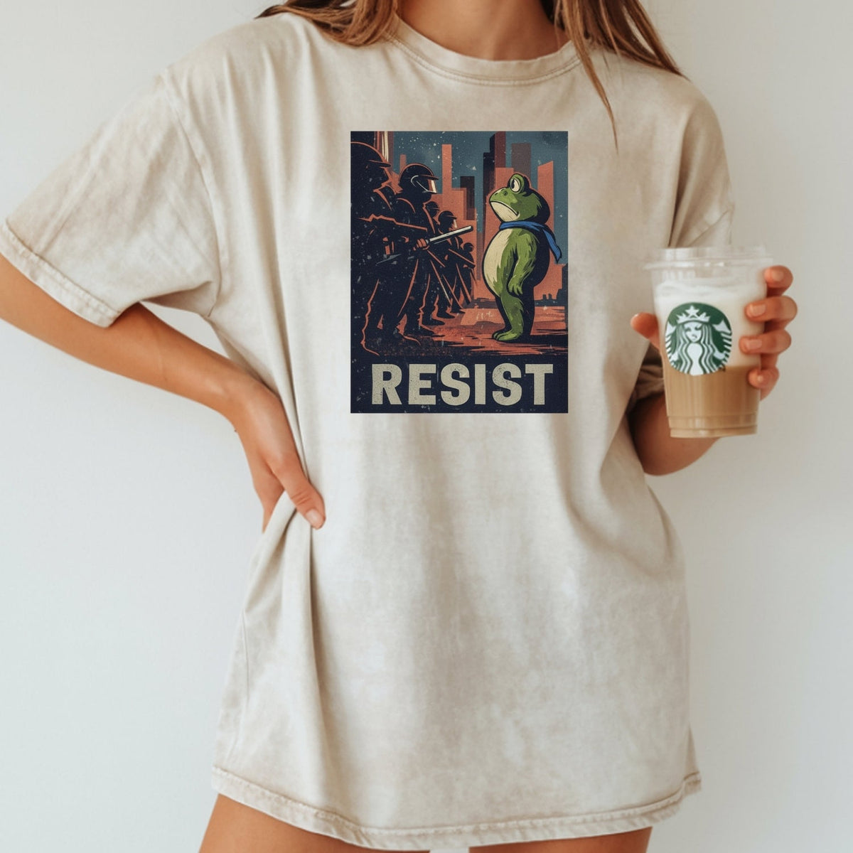 Resist Portland Frog Shirt – Funny Rebel Graphic Tee – No product image 24