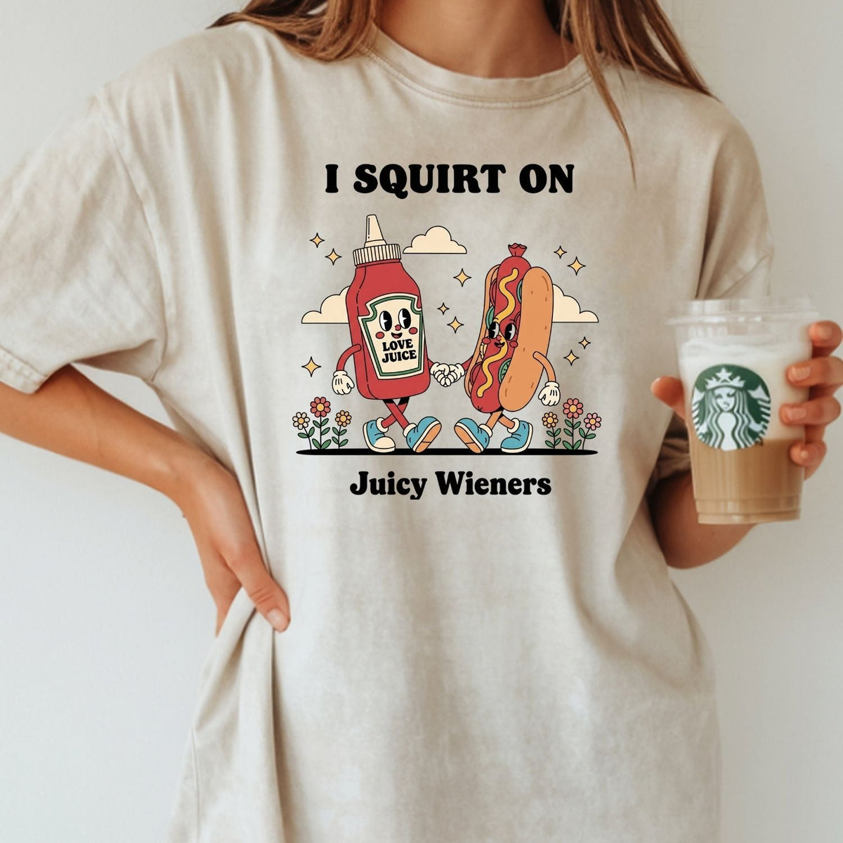 Retro Funny I Squirt On Juicy Wieners Hot Dog Tee - Raunchy product image 15