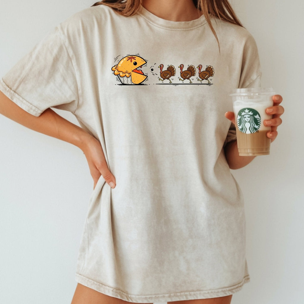 Funny Thanksgiving Shirt – Retro Pumpkin Pie Chasing Turkey product image 23
