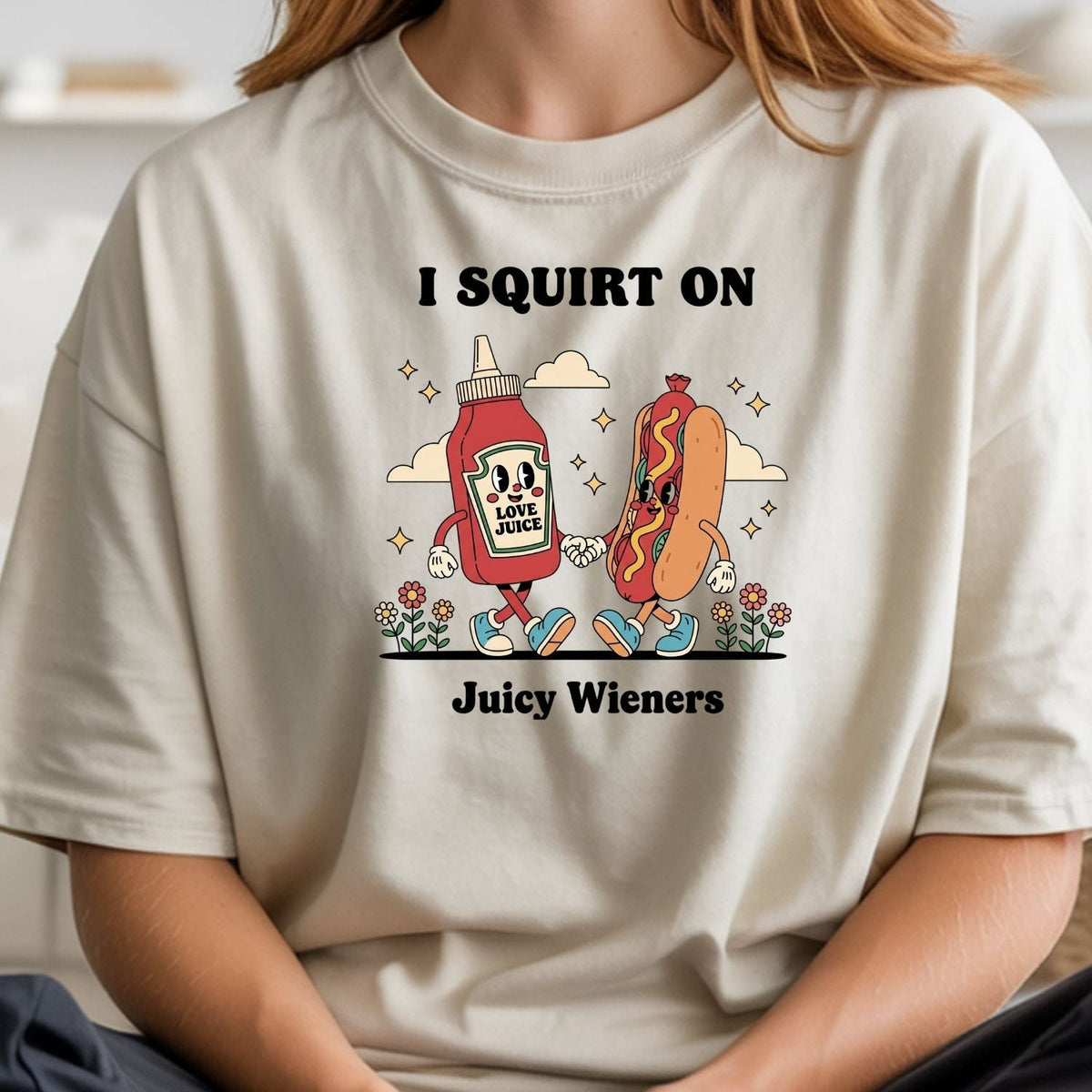 Retro Funny I Squirt On Juicy Wieners Hot Dog Tee - Raunchy product image 16