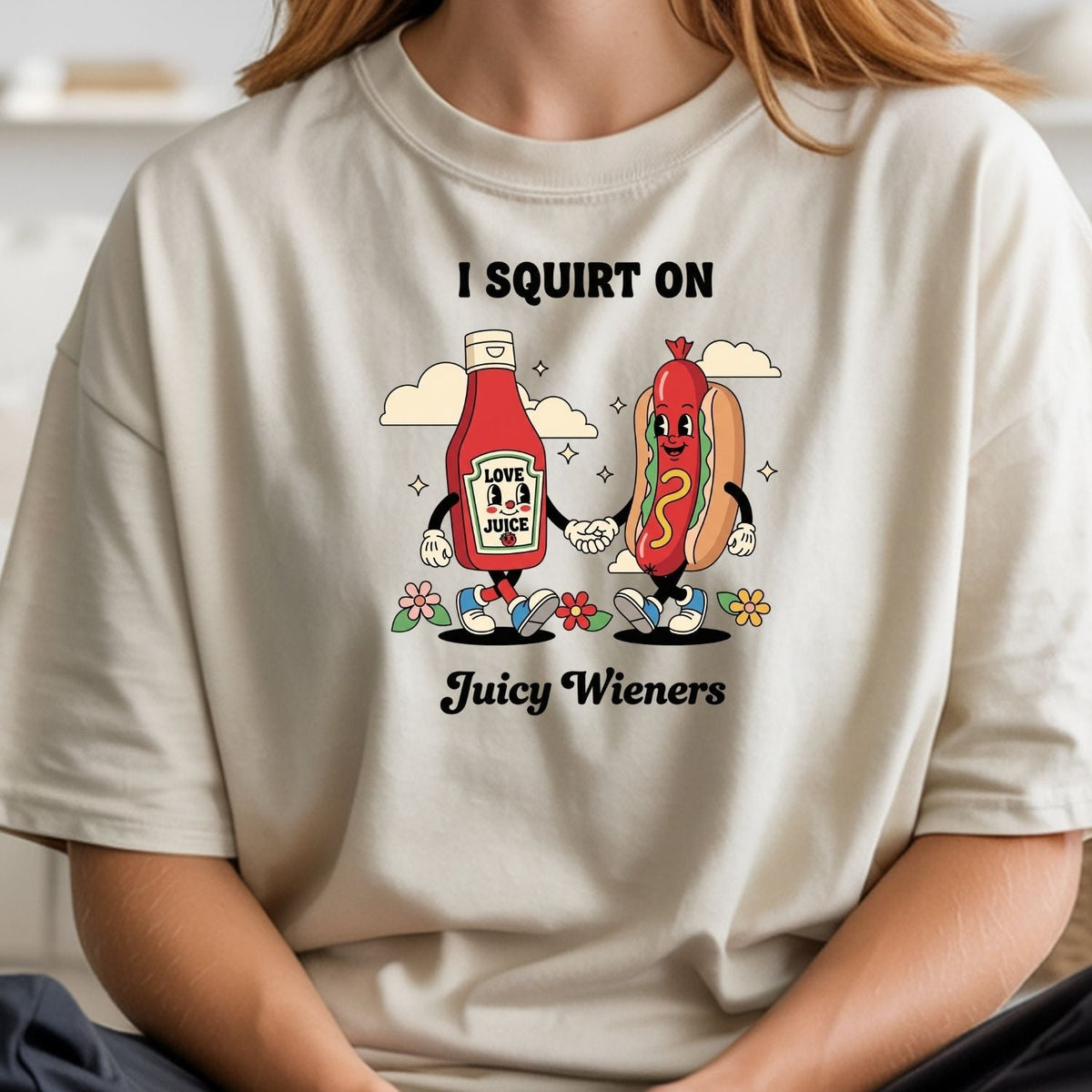 Funny I Squirt On Juicy Wieners Graphic Tee - Hot Dog Meme product image 15