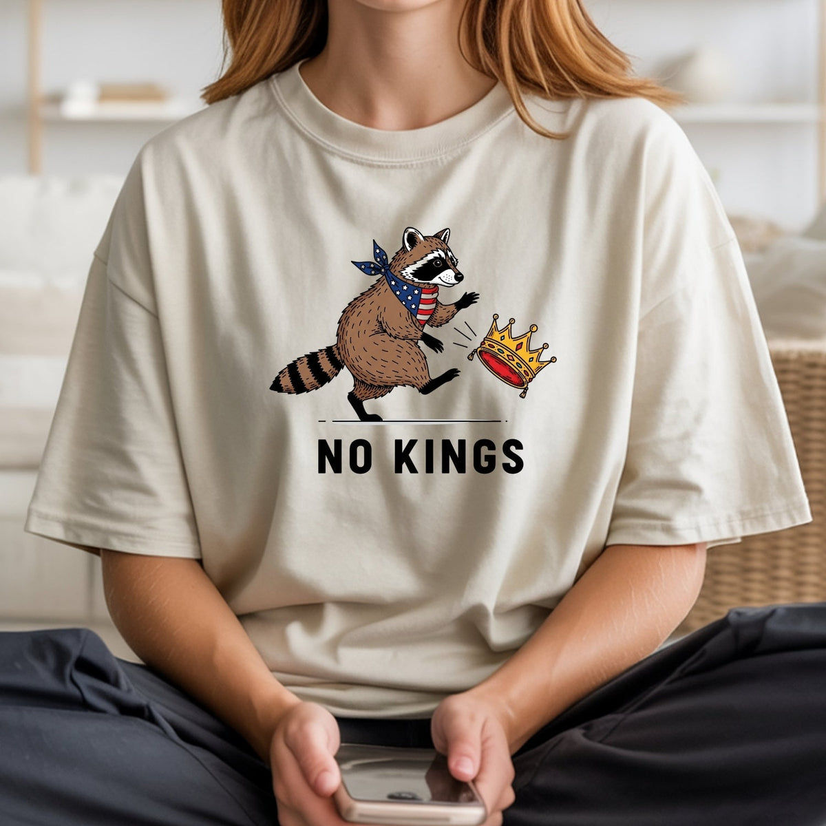 No Kings Raccoon Graphic T-Shirt - Freedom and Independence product image 12