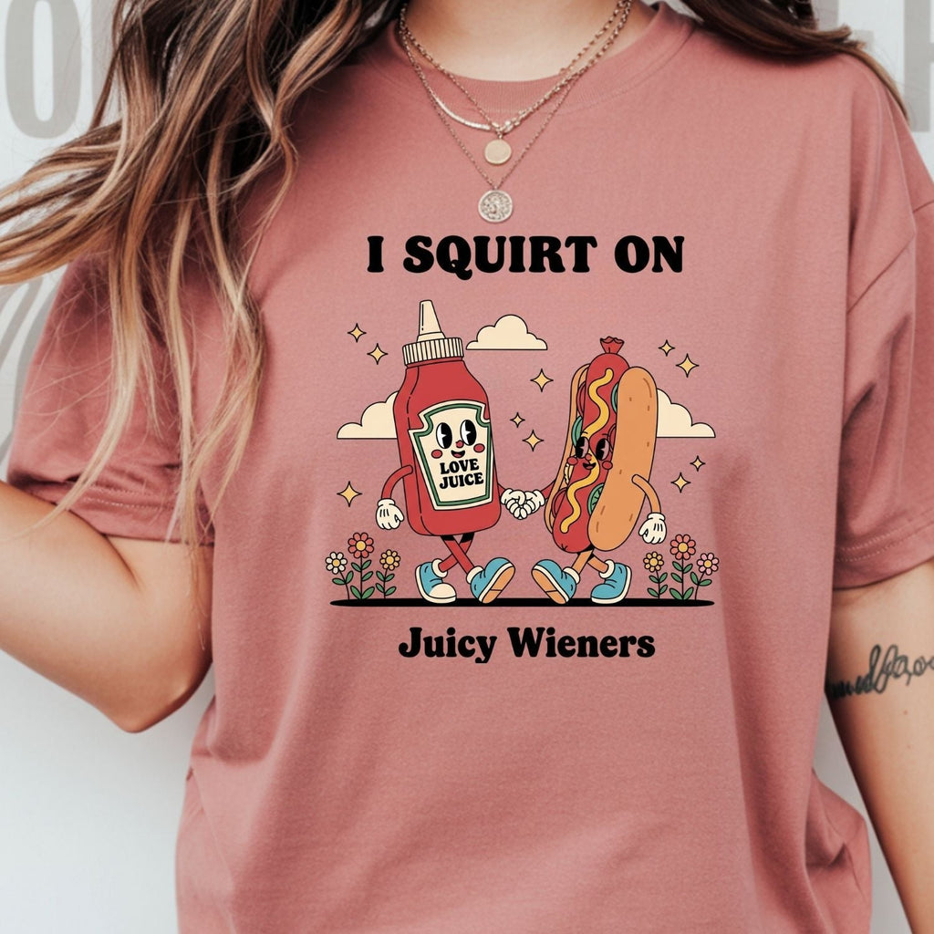 Retro Funny I Squirt On Juicy Wieners Hot Dog Tee - Raunchy product image 17