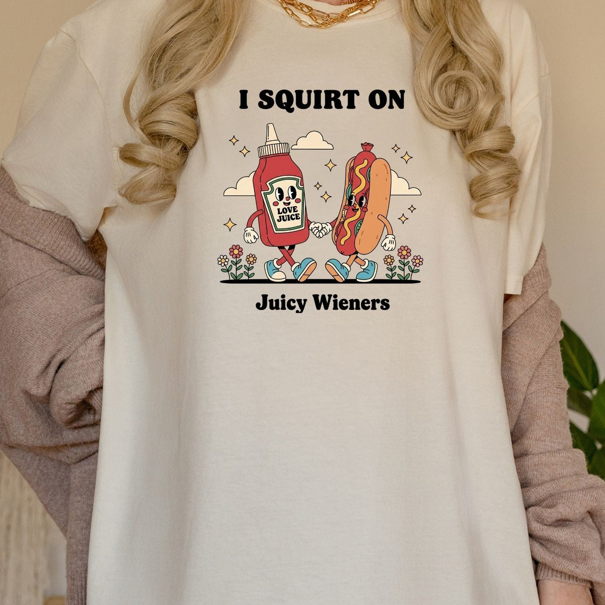 Retro Funny I Squirt On Juicy Wieners Hot Dog Tee - Raunchy product image 18