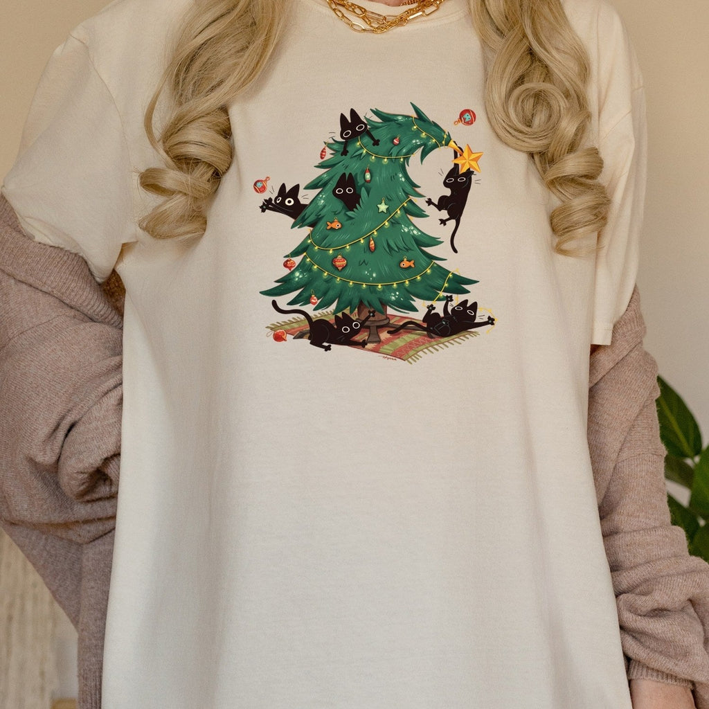 Christmas Tree and Cat Shirt – Cute Lover Holiday Graphic product image 9