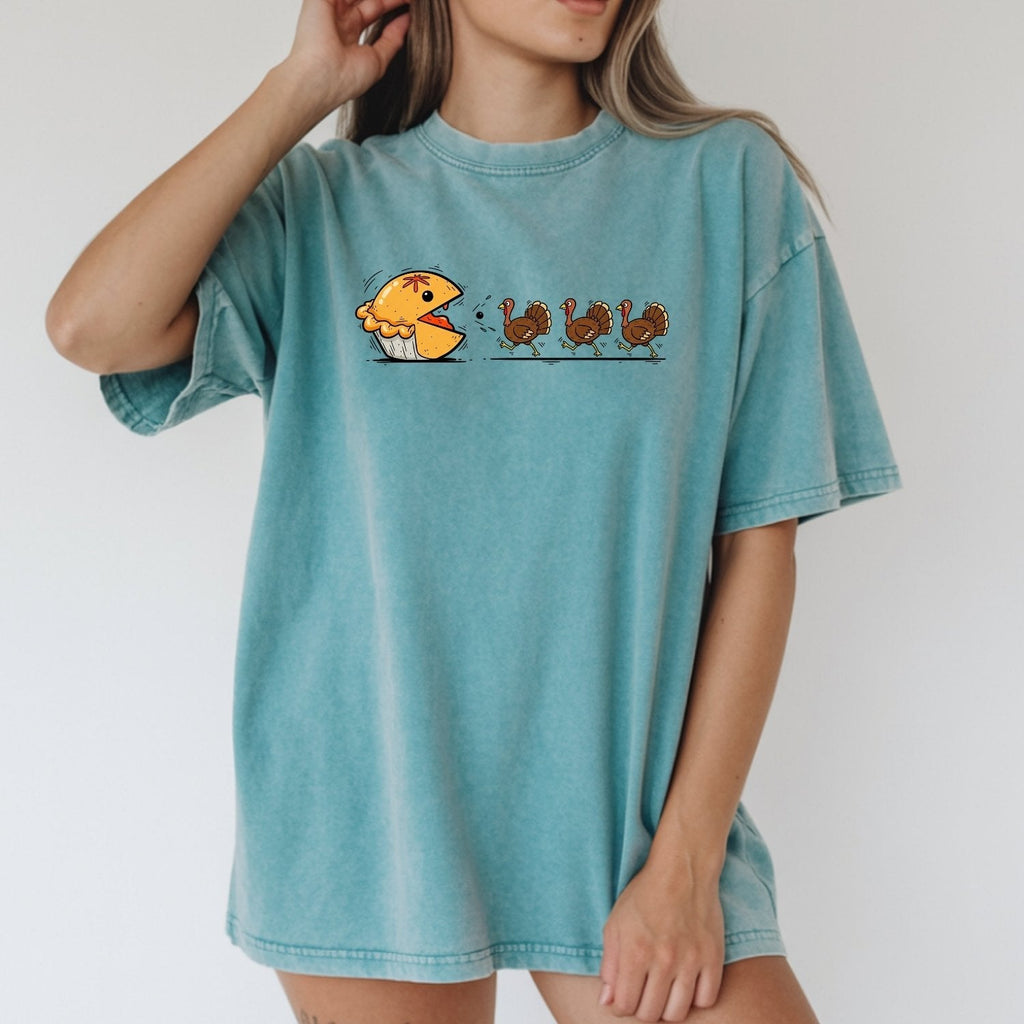 Funny Thanksgiving Shirt – Retro Pumpkin Pie Chasing Turkey product image 26