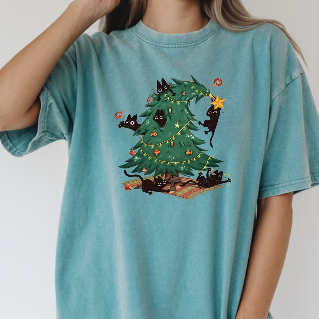 Christmas Tree and Cat Shirt – Cute Lover Holiday Graphic product image 10