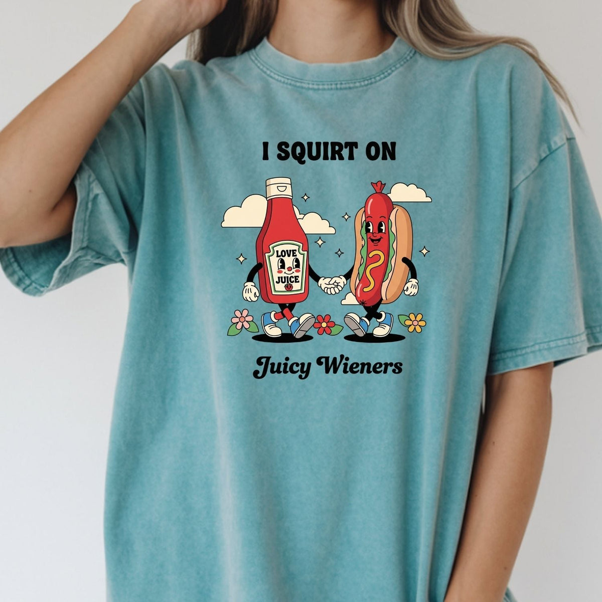 Funny I Squirt On Juicy Wieners Graphic Tee - Hot Dog Meme product image 16
