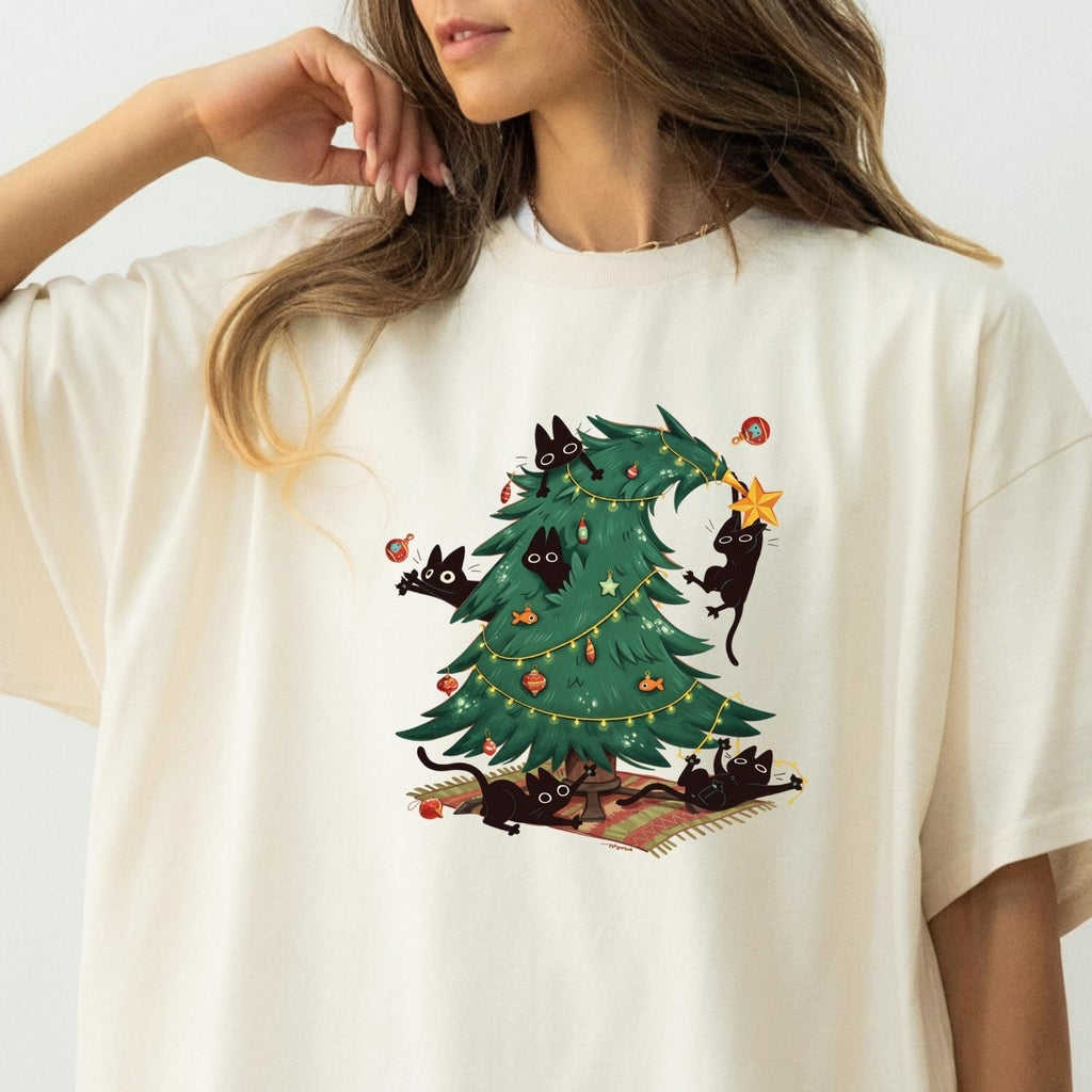 Christmas Tree and Cat Shirt – Cute Lover Holiday Graphic product image 11