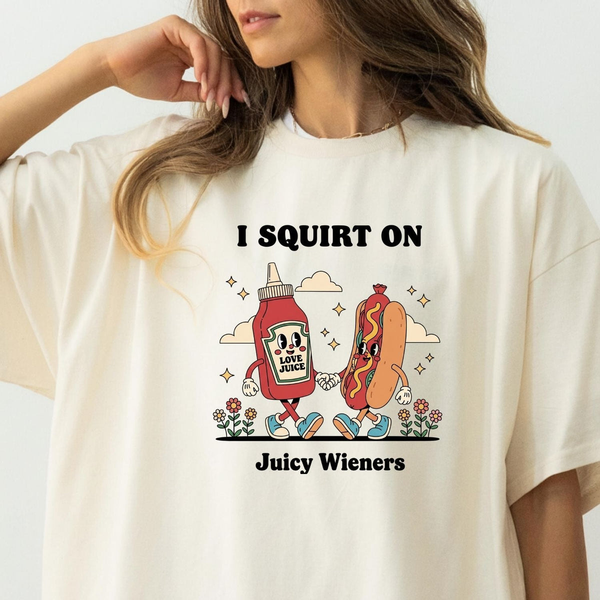 Retro Funny I Squirt On Juicy Wieners Hot Dog Tee - Raunchy product image 19